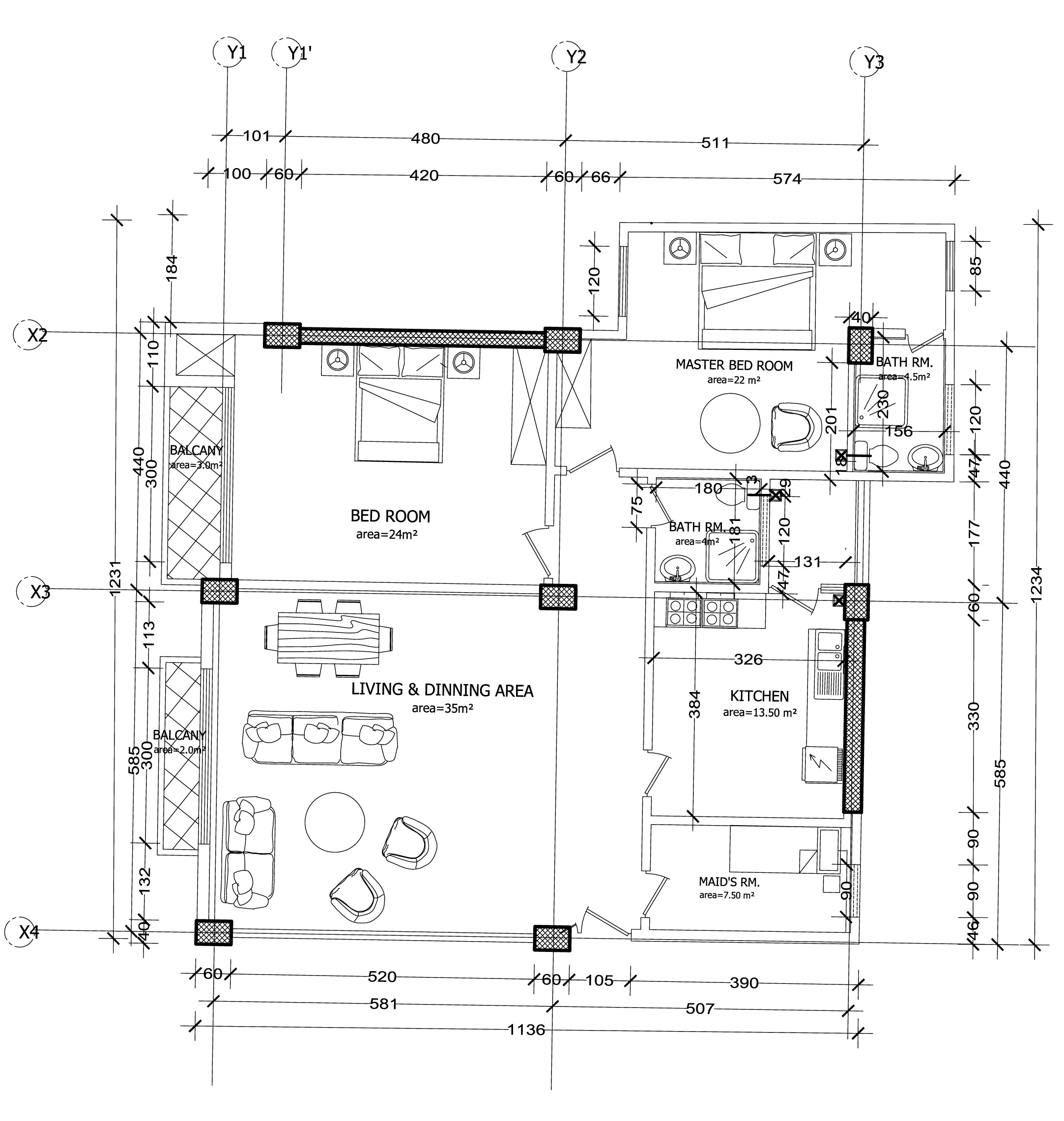 TYPE A: 2 BED ROOM APARTMENT