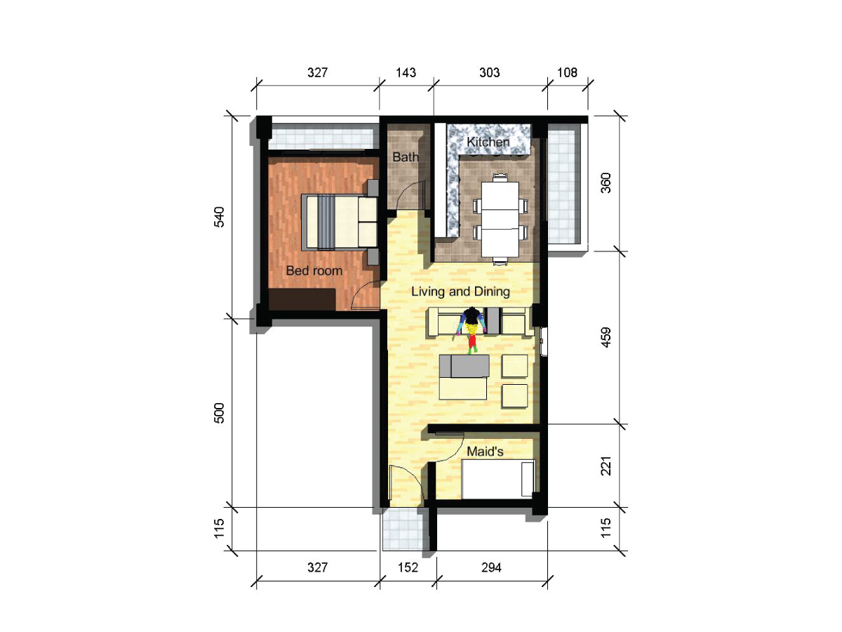 TYPE C: 1 BED ROOM APARTMENT