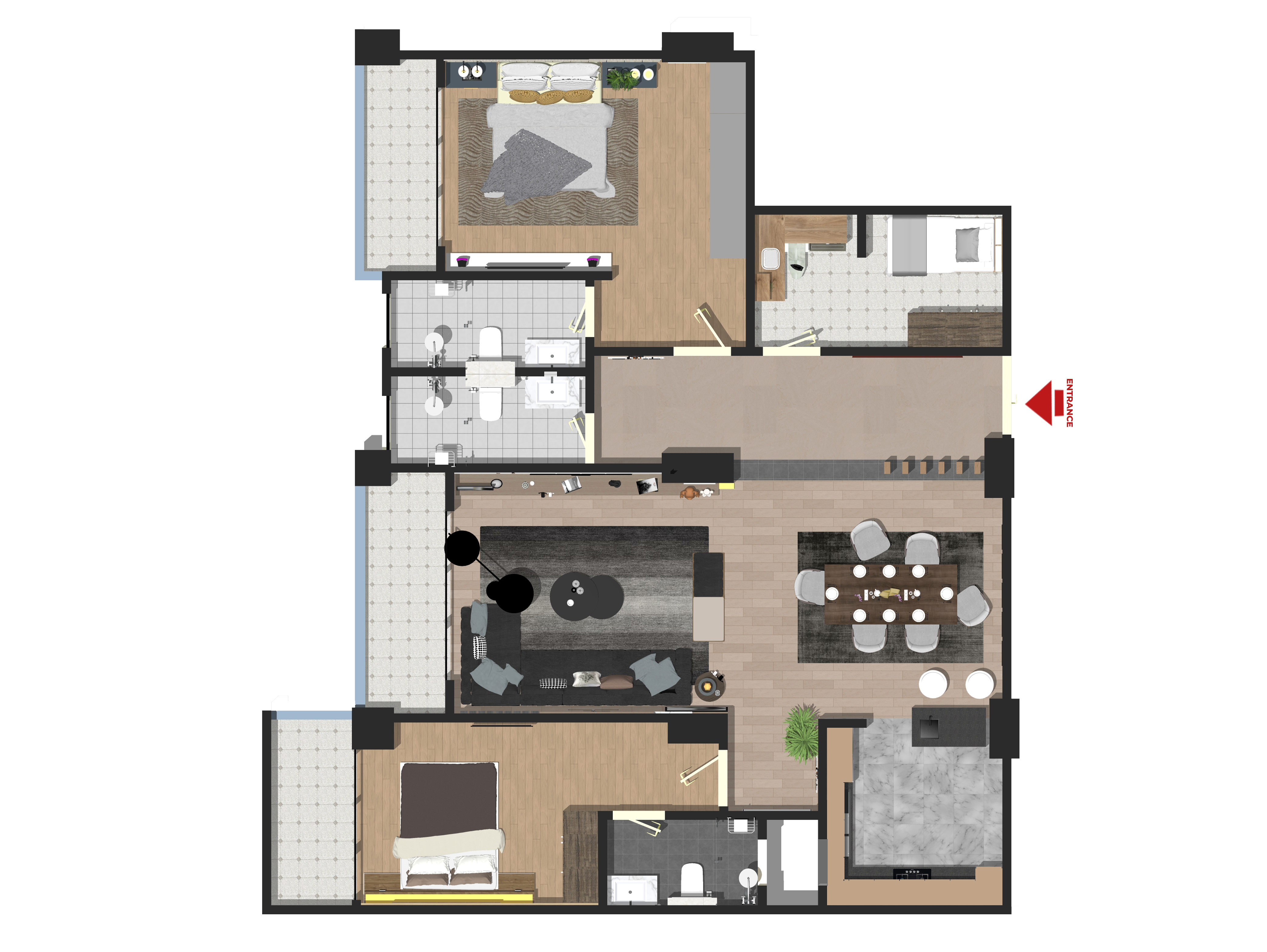 TYPE B: 2 BED ROOM APARTMENT