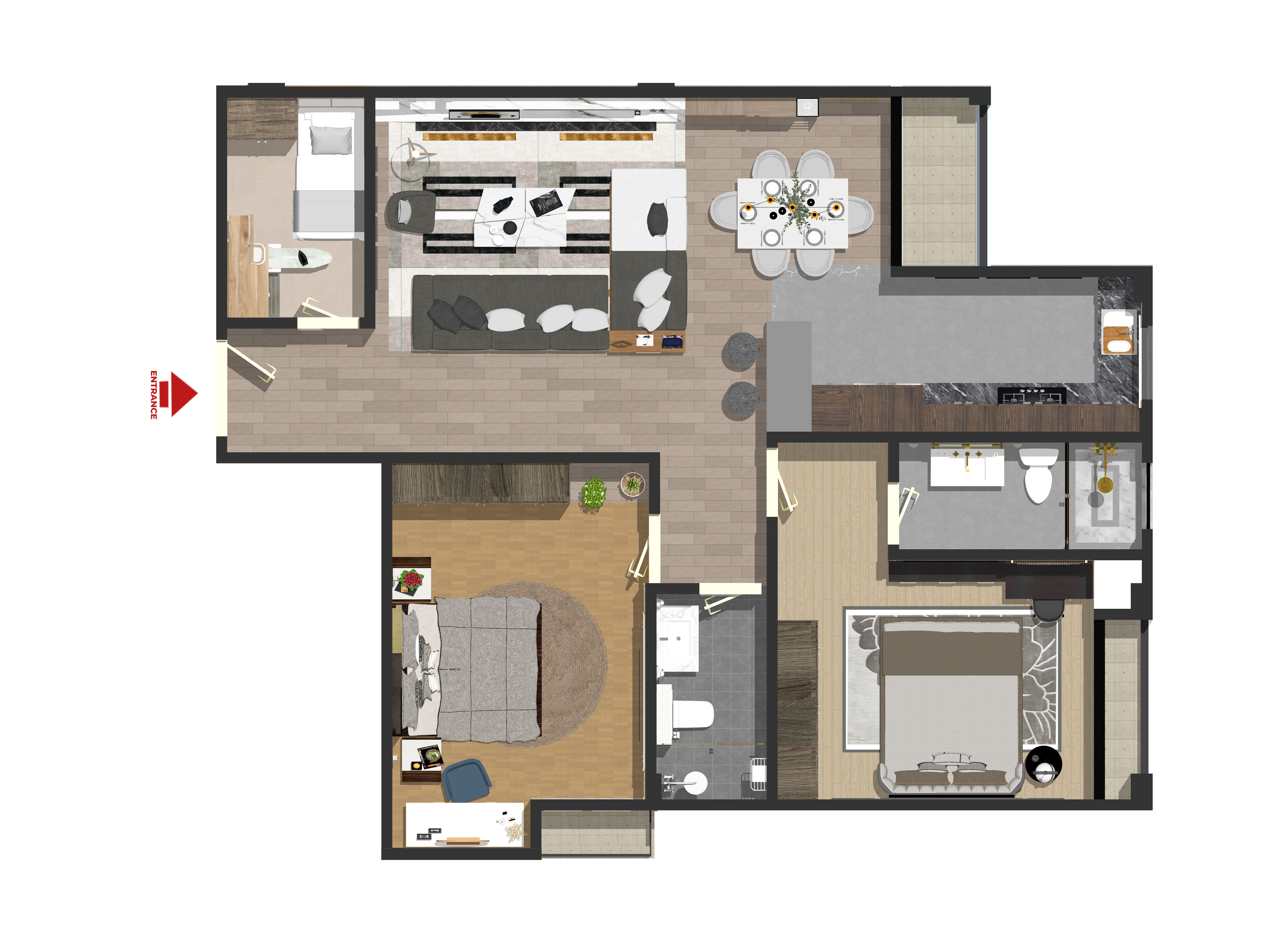 TYPE E: 2 BED ROOM APARTMENT