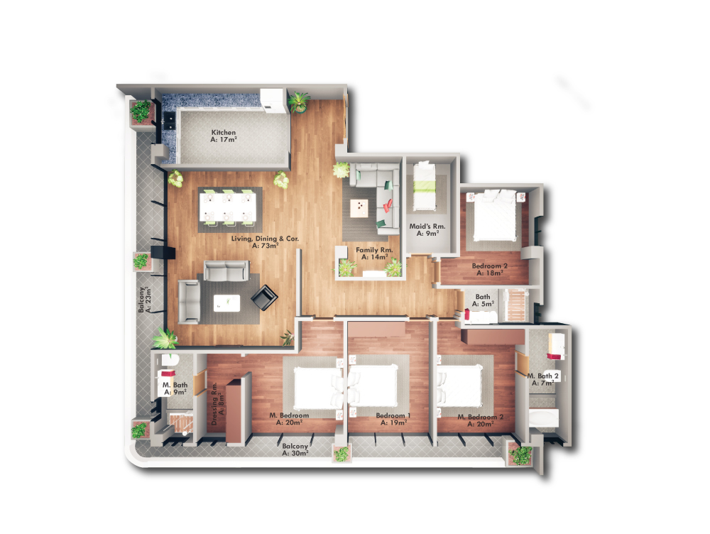 TYPE C: 4 BED ROOM PENTHOUSE