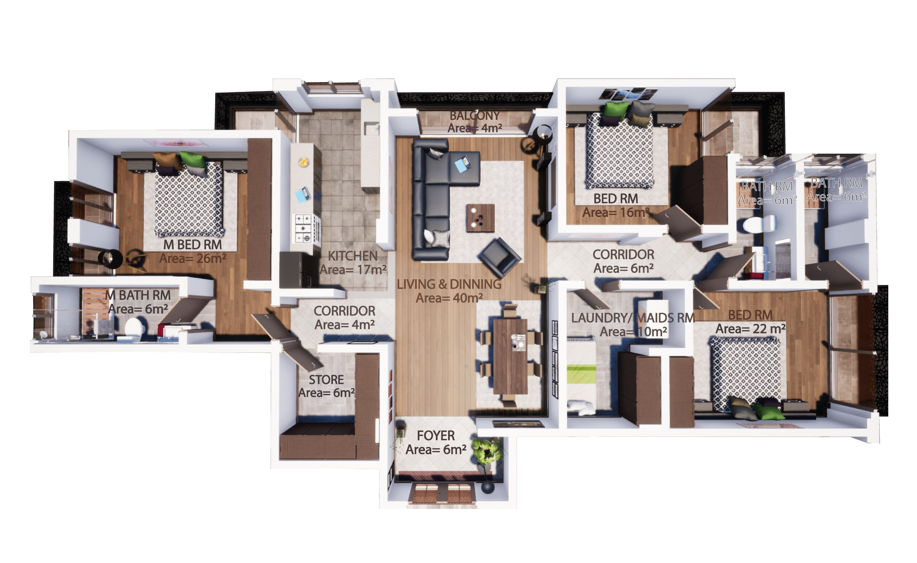 TYPE A: 3 BED ROOM APARTMENT